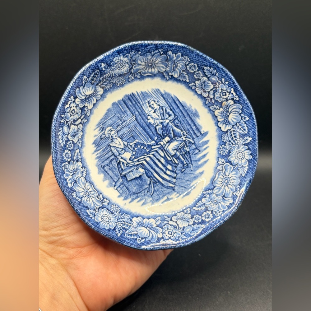 Liberty Blue Betsy Ross Historic Colonial Scenes Ironstone Berry Bowl, England